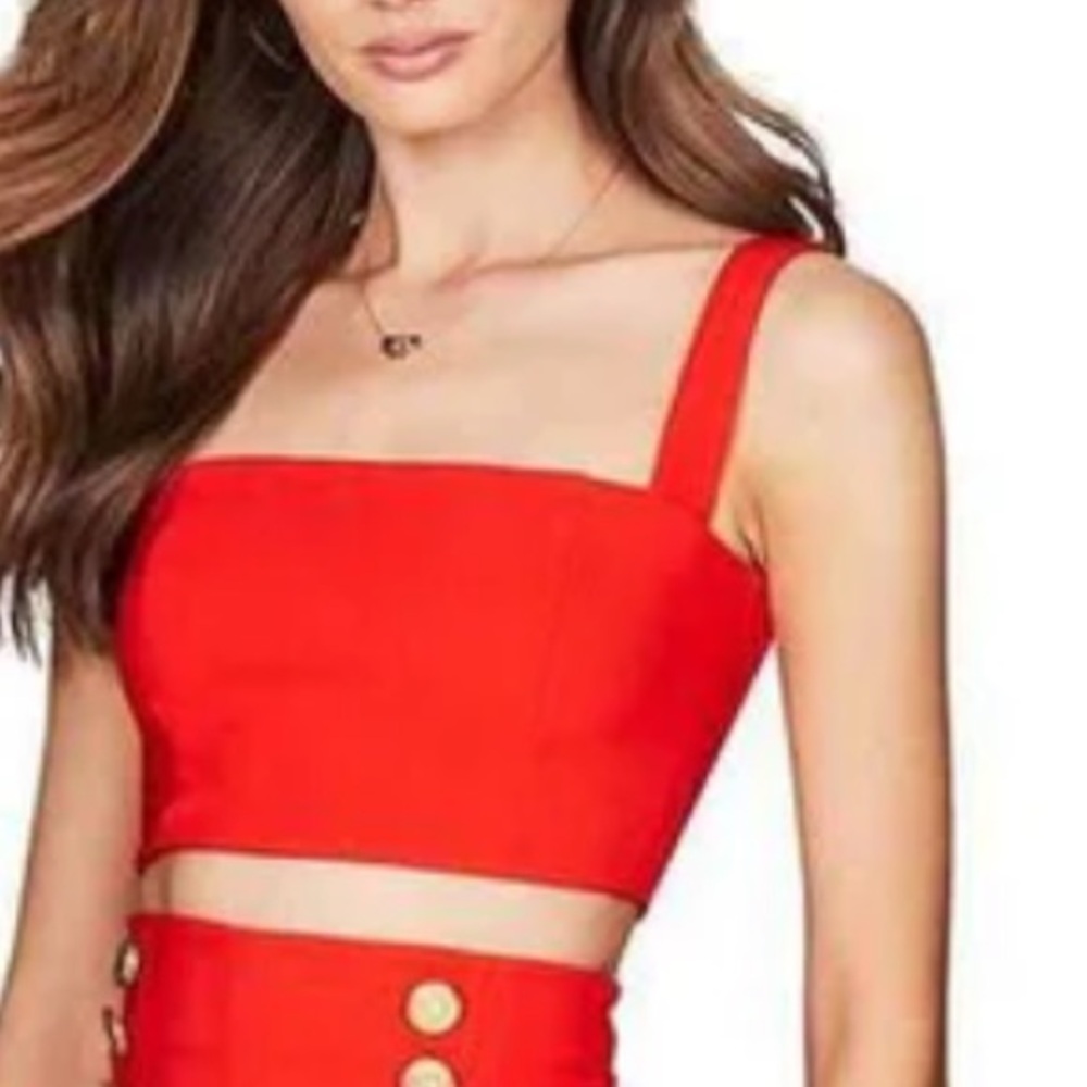 NWT Nookie Milano Crop Bandeau Top in Orange/Red. Size Large - Picture 2 of 8